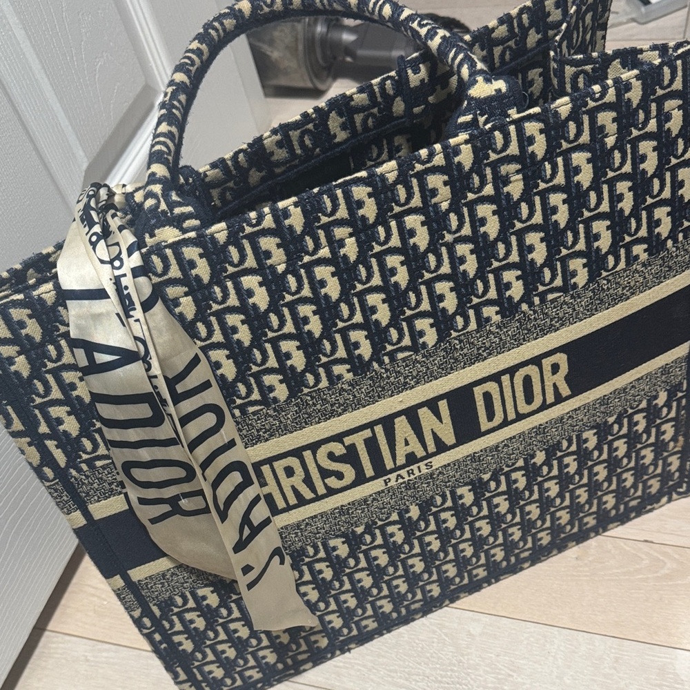 Dior Blue and Cream Logo Tote
